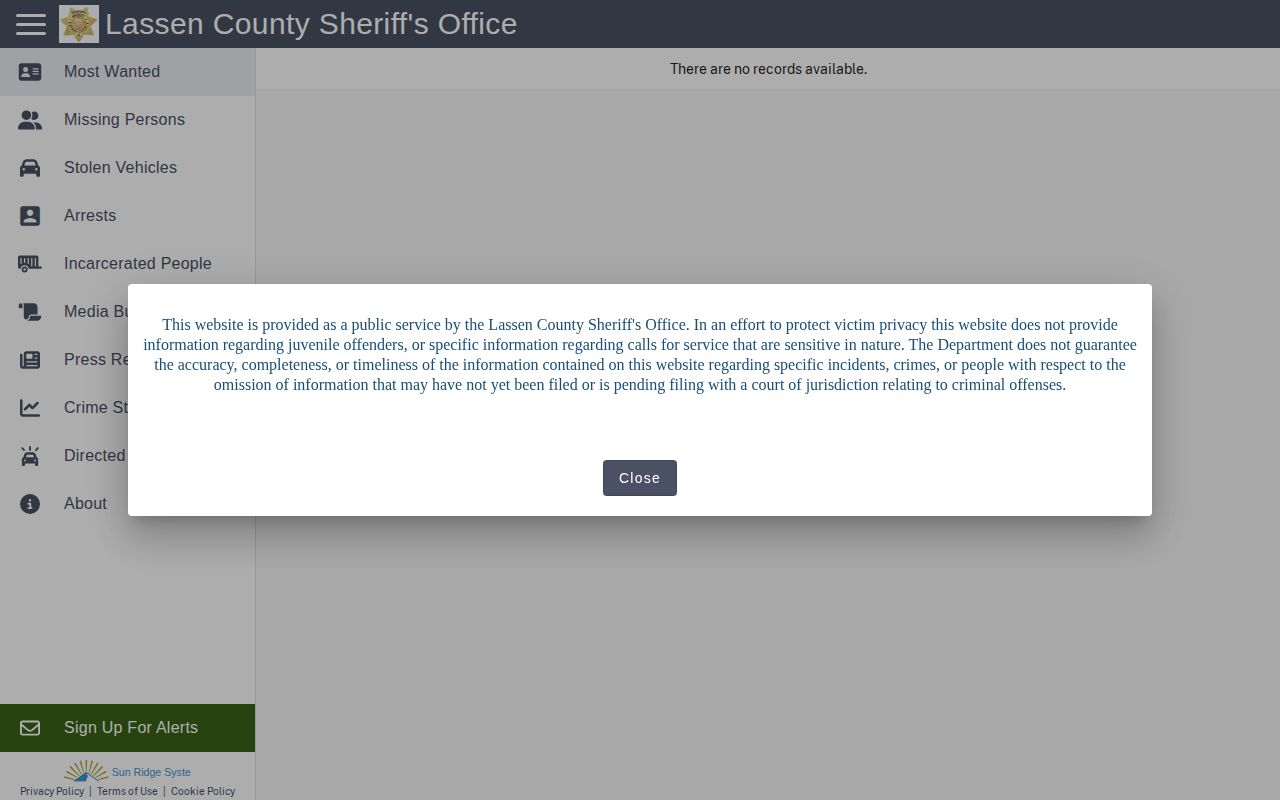 Lassen County arrest and jail roster portal